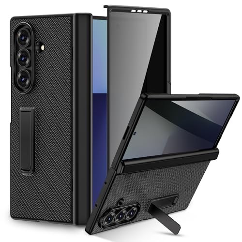for Samsung Galaxy Z Fold 7 5G Case Kickstand Full Body Privacy Leather Carbon