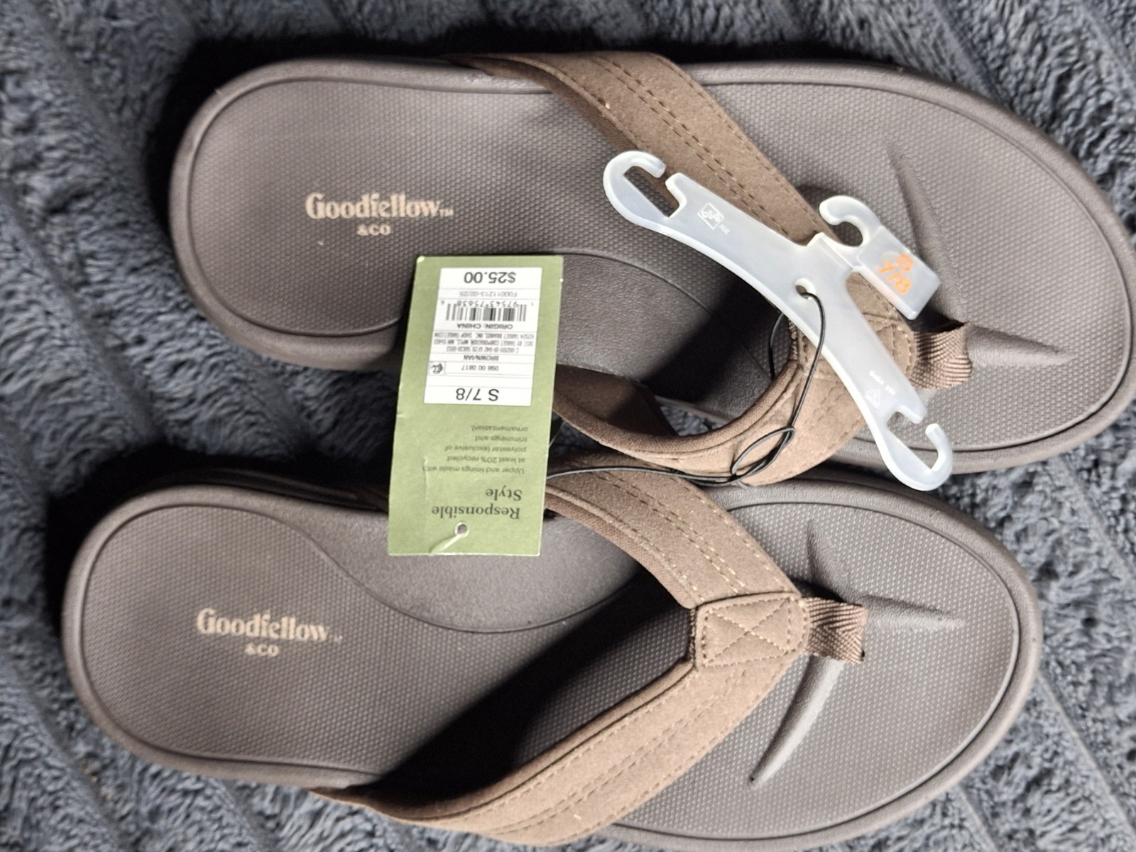 Goodfellow & Co Men's Thong Sandals Brown Synthetic Upper Slip On Size 7