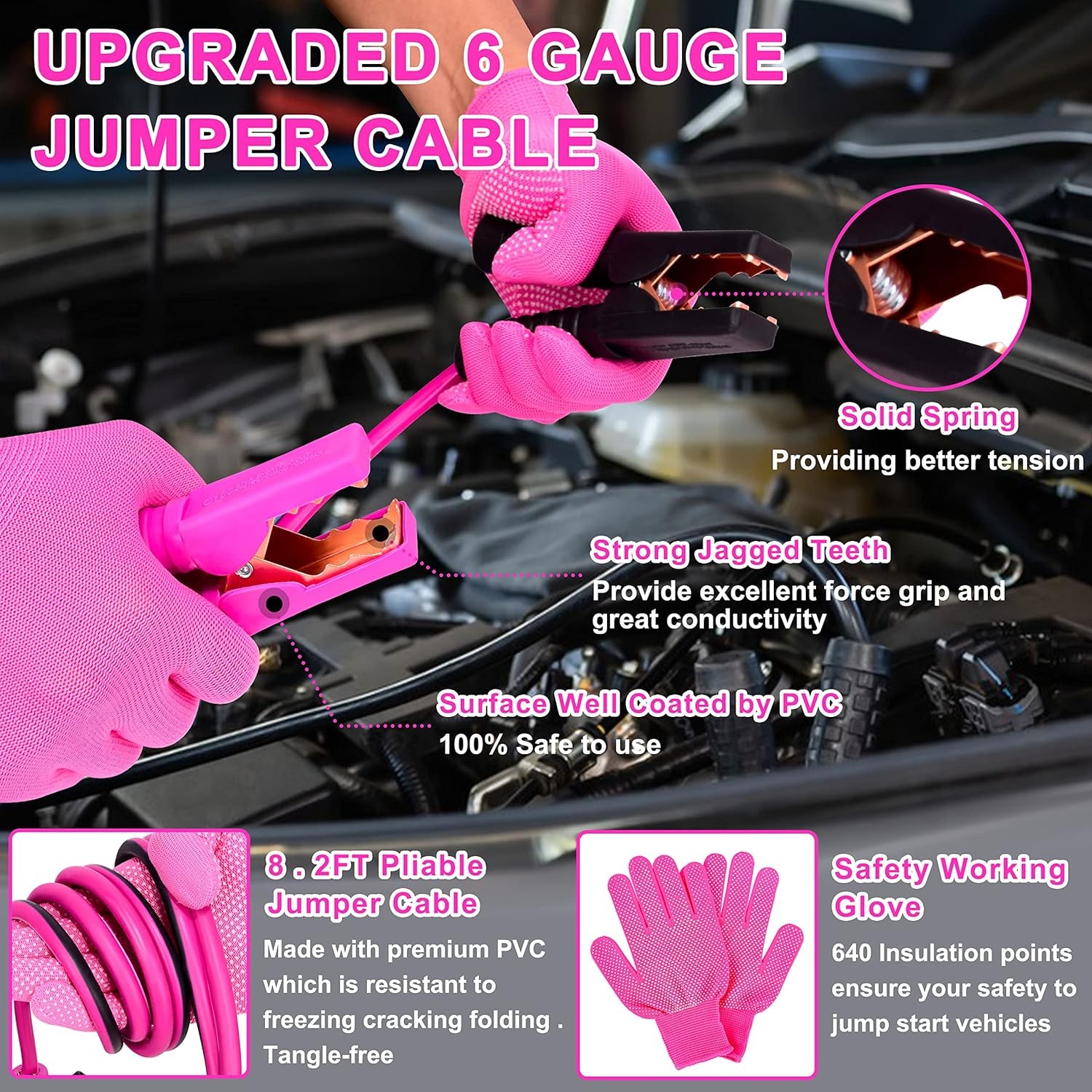 Pink Car Emergency Kit, Premium Roadside Assistance Set