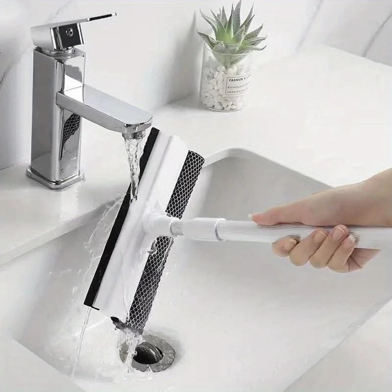 S2-in-1 Window Squeegee Cleaner with Retractable Pole Glass Cleaning Tool
