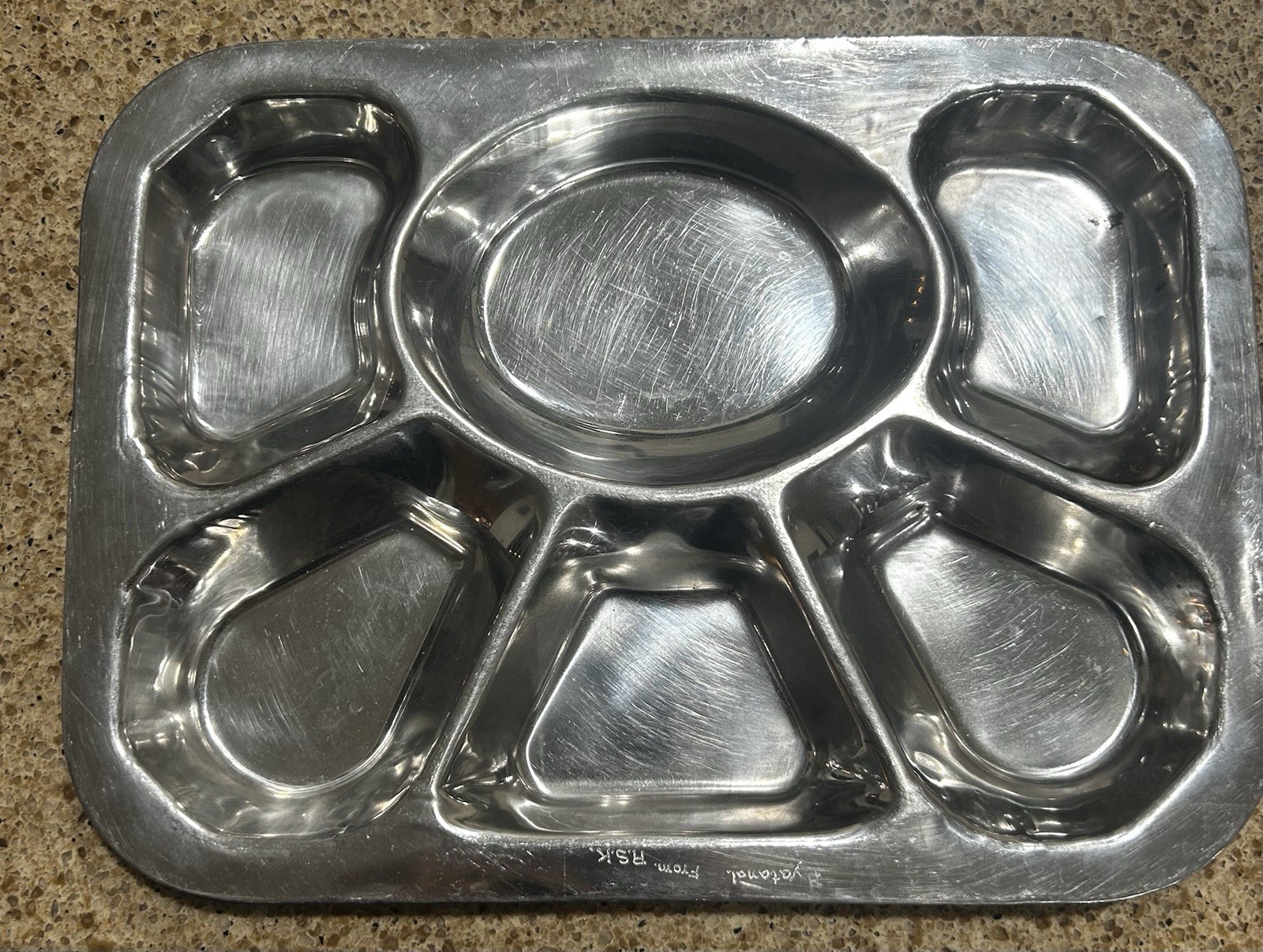 Six Compartment Plate Canteen Outdoor Dish Food Tray Stainless Steel