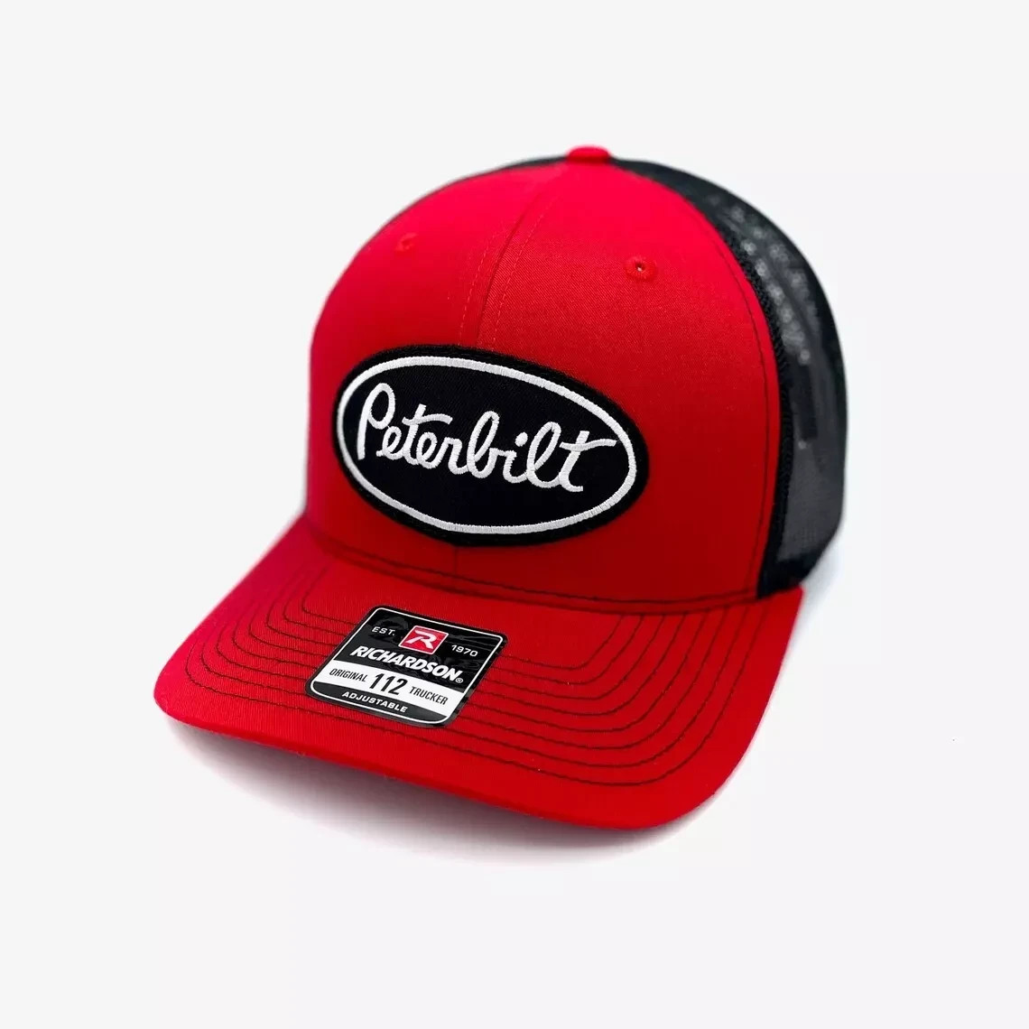peterbilt PATCH ON red black richardson 112 Snapback Trucker Hat Cap