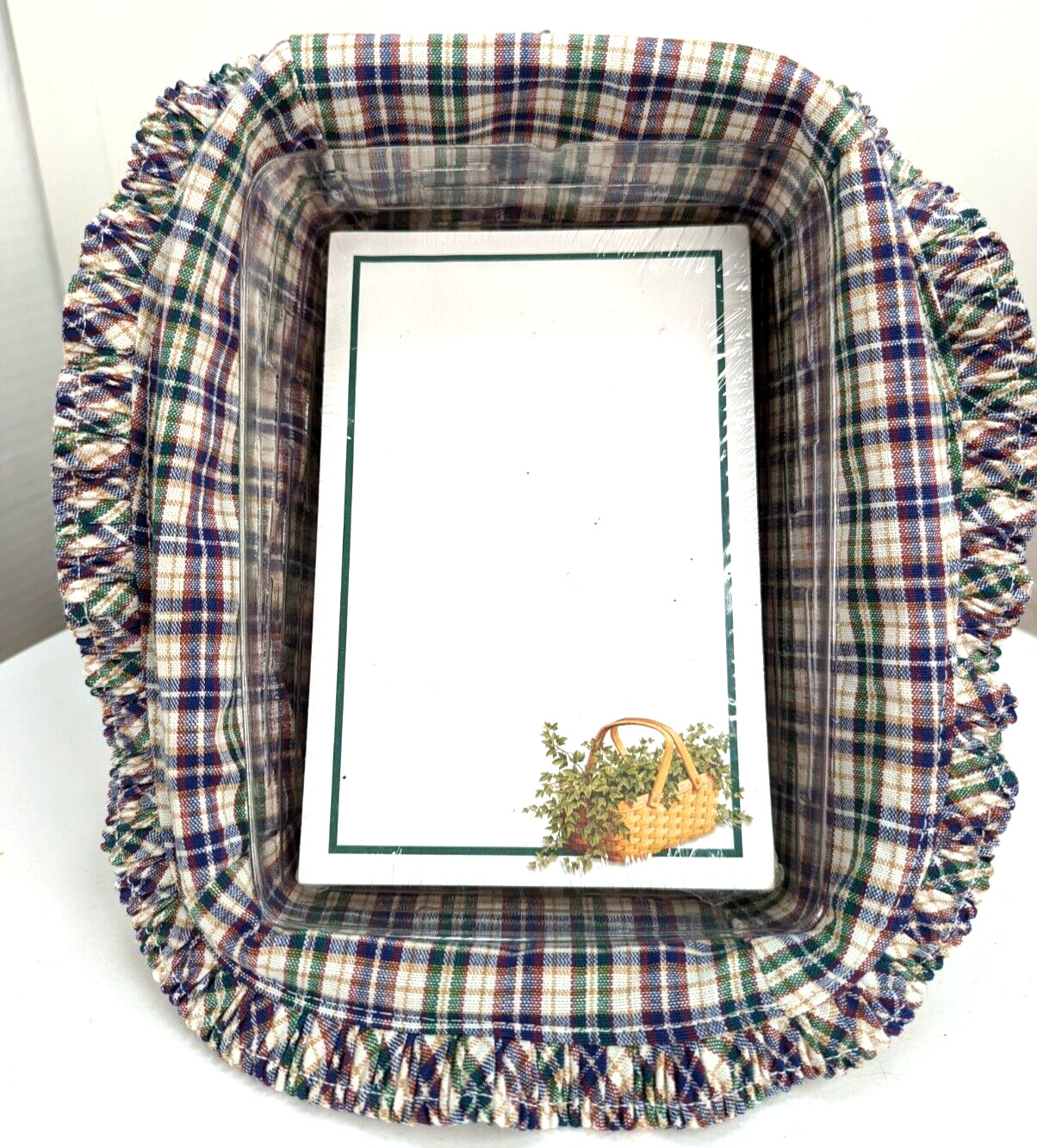 Longaberger 1999 Penpal/ Notepad Combo Tradition Plaid Fabric & Notepads Basket