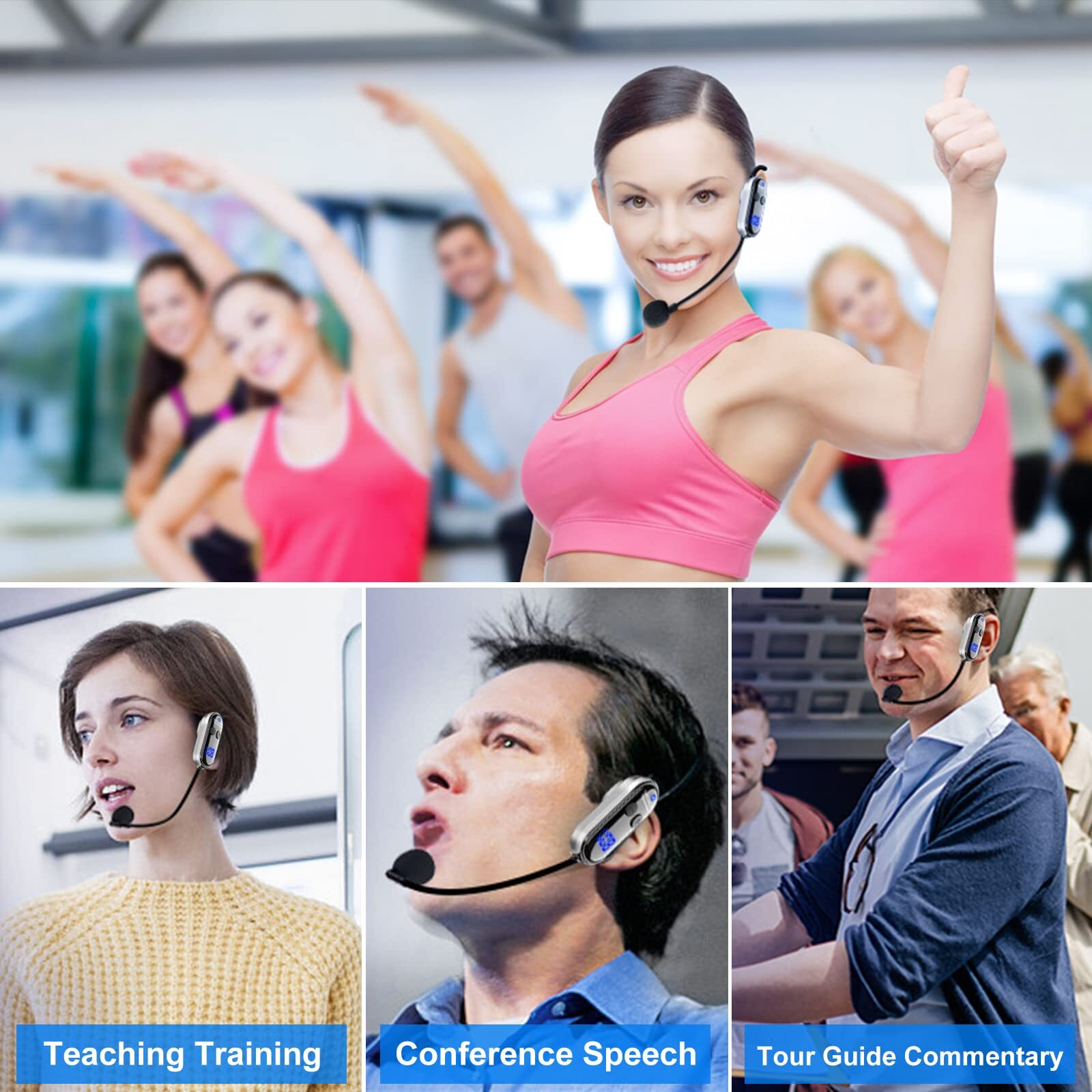 Uhf Wireless Headset Microphone System Mic Headset Led Digital Display Head Han