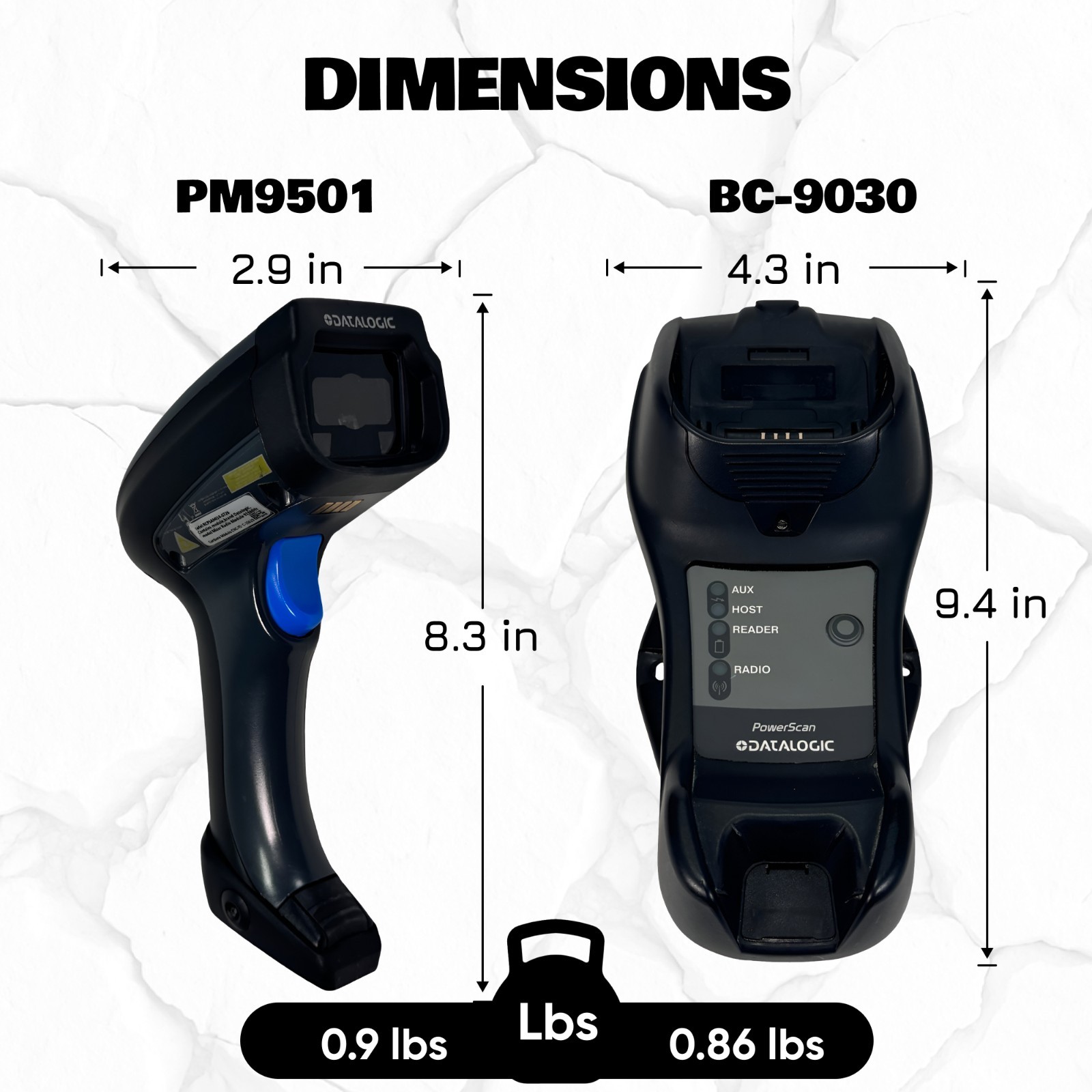 Barcode Scanner w/BC8030 910 Mhz Base - Similar to Datalogic POWERSCAN M8300🔥
