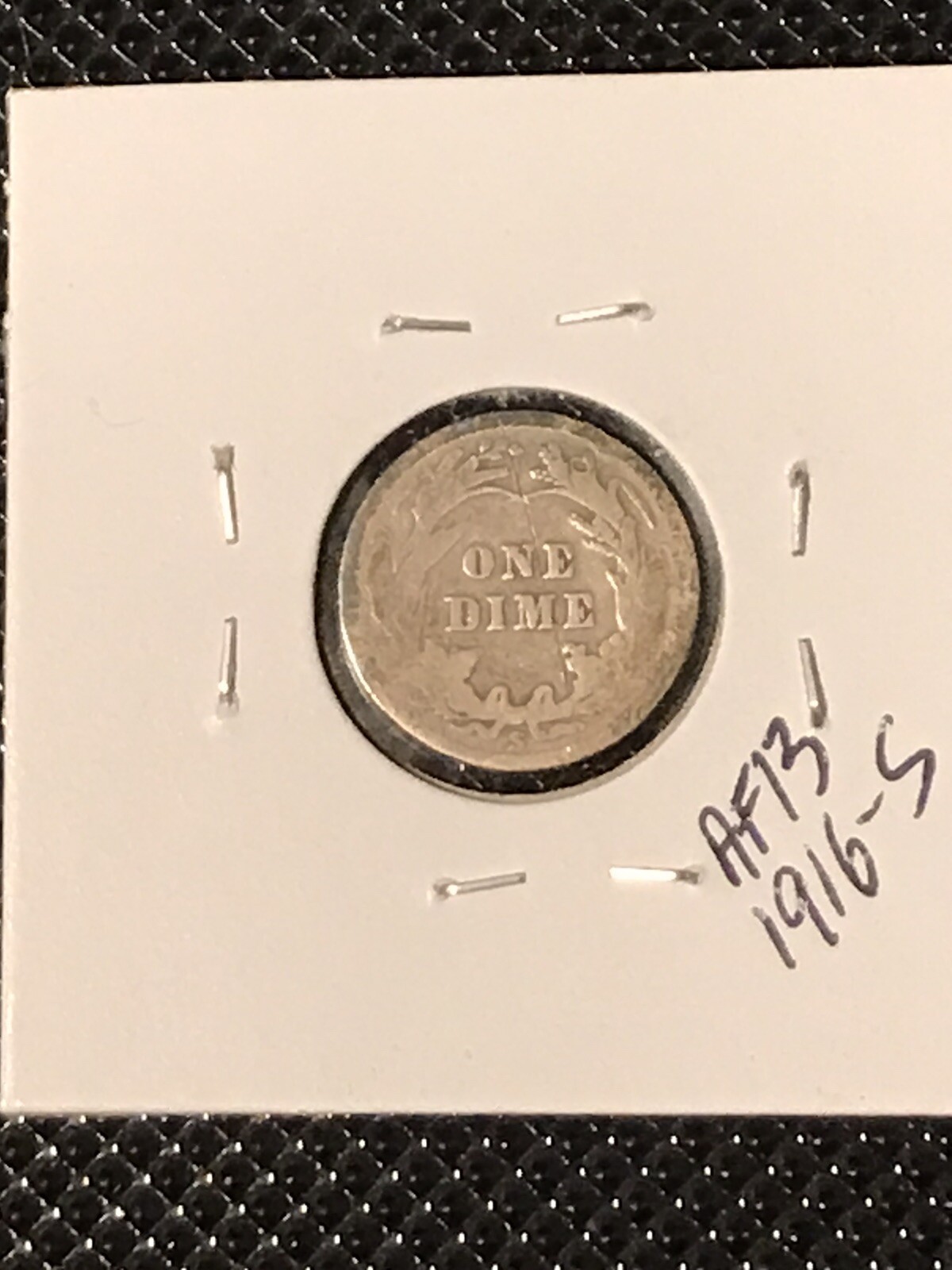 1916-S Barber Dime Details-Scratch on Reverse