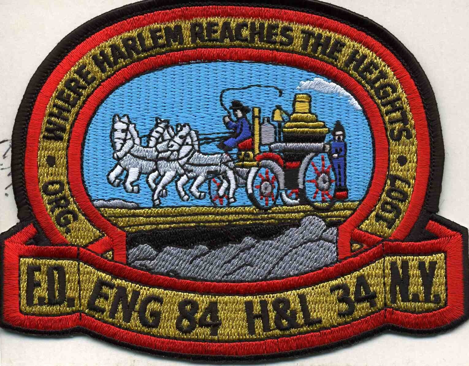 Vintage - New York City Engine-84 / HL-34 "Org. - 1907", NY (5" x 4") fire patch