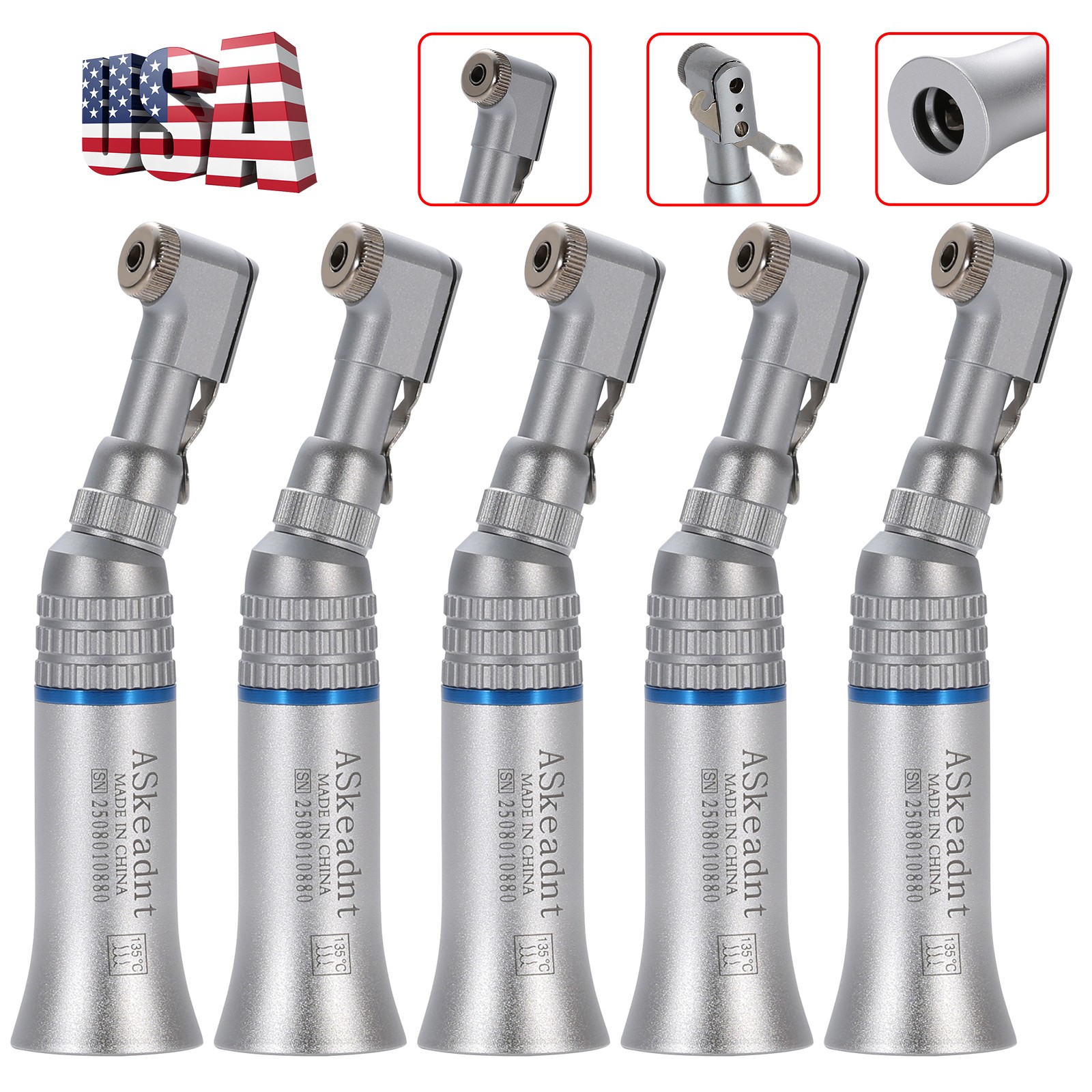 5X Dental Slow Low Speed Contra Angle Handpiece Latch Bur E-Type ASkeadnt