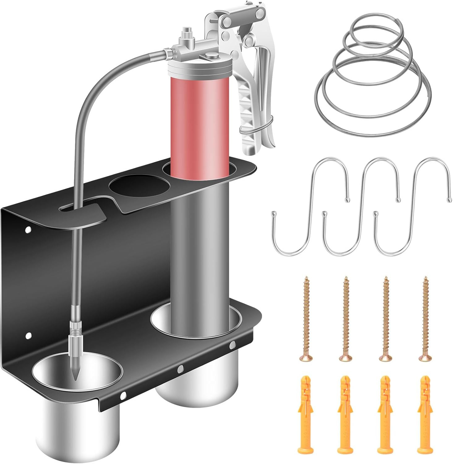 Wall Mount Grease Gun Holder Storage Rack Organizer for Workshop, Shop, Garage,