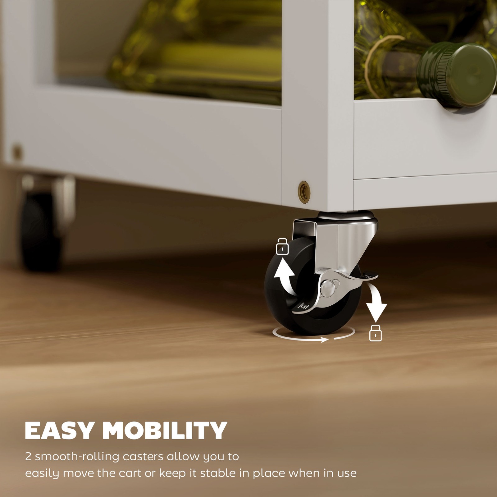 Bar Cart Rolling Kitchen Island on Wheels with Wine Rack