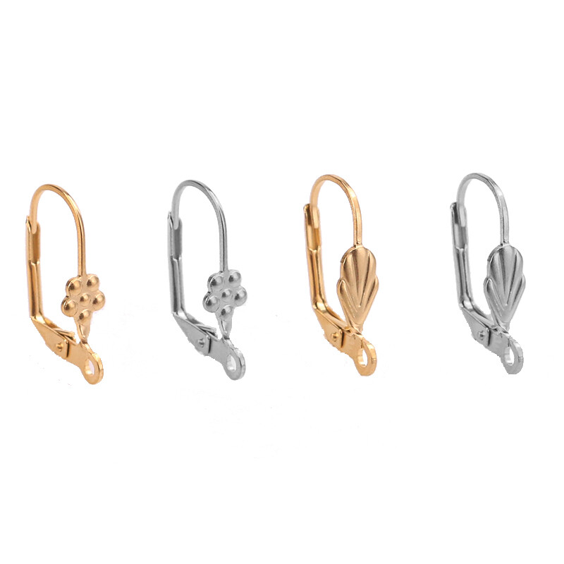 50pcs Creative Leverback Earwire Stainless Steel Hoop Earring Findings 18x11mm
