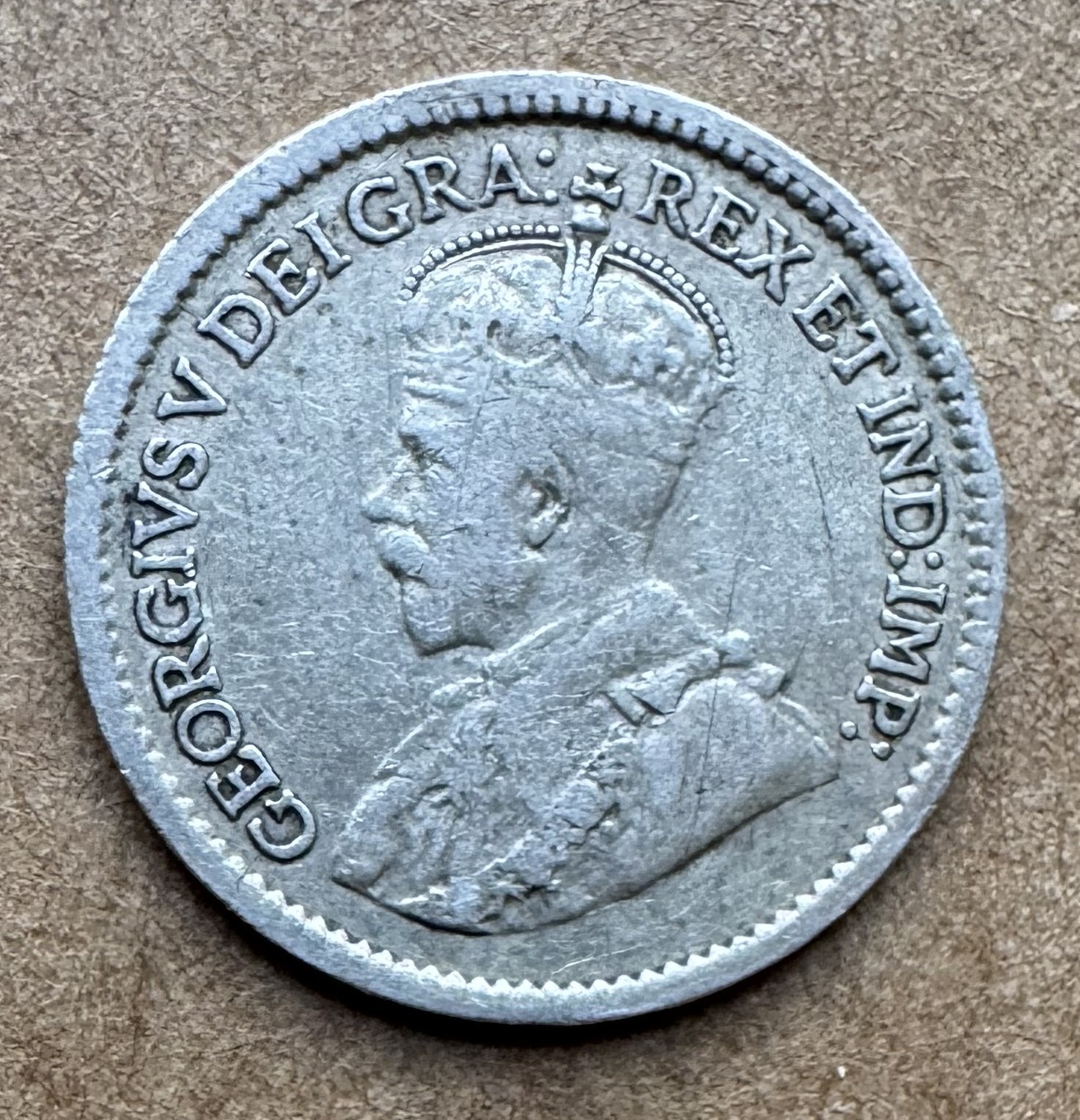 1917 CANADA 5 CENTS .925 SILVER COIN GEORGE V KM# 22 1917 FIVE CENTS VERY FINE