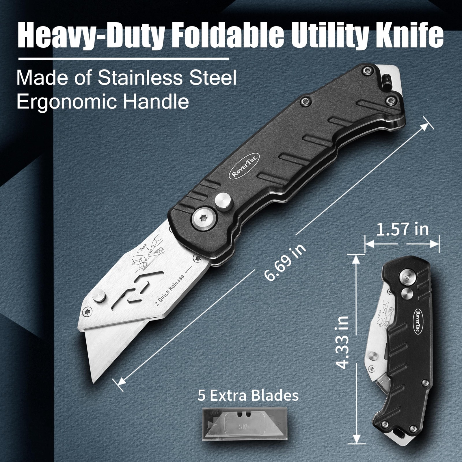 RoverTac Dad Tool Gift Set, 12-in-1 Multitool Hammer, Flashlight & Black