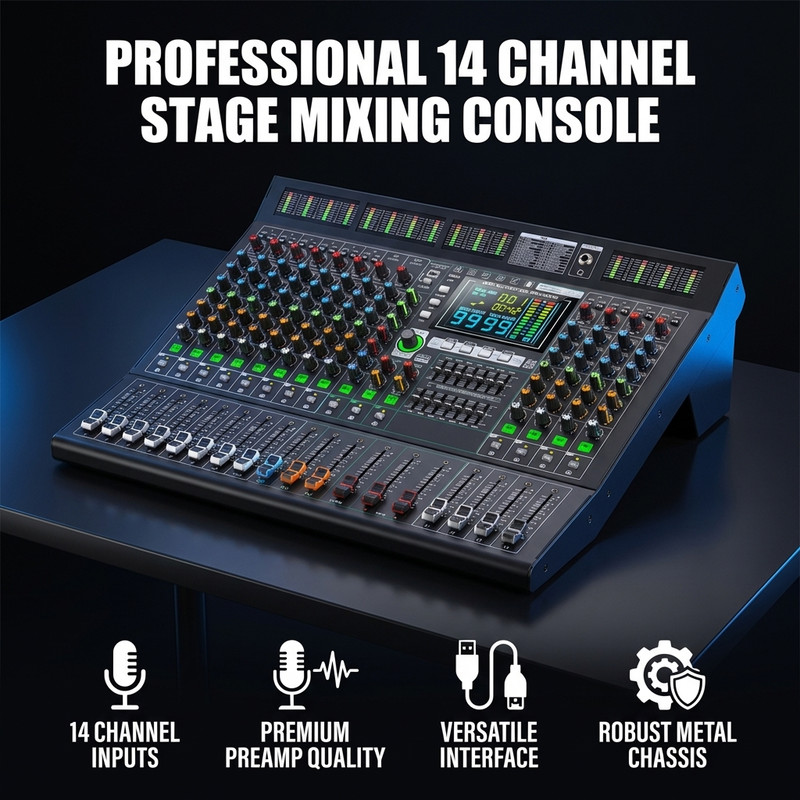 14-channel professional mixer with 99DSP effects / Bluetooth / USB connectors