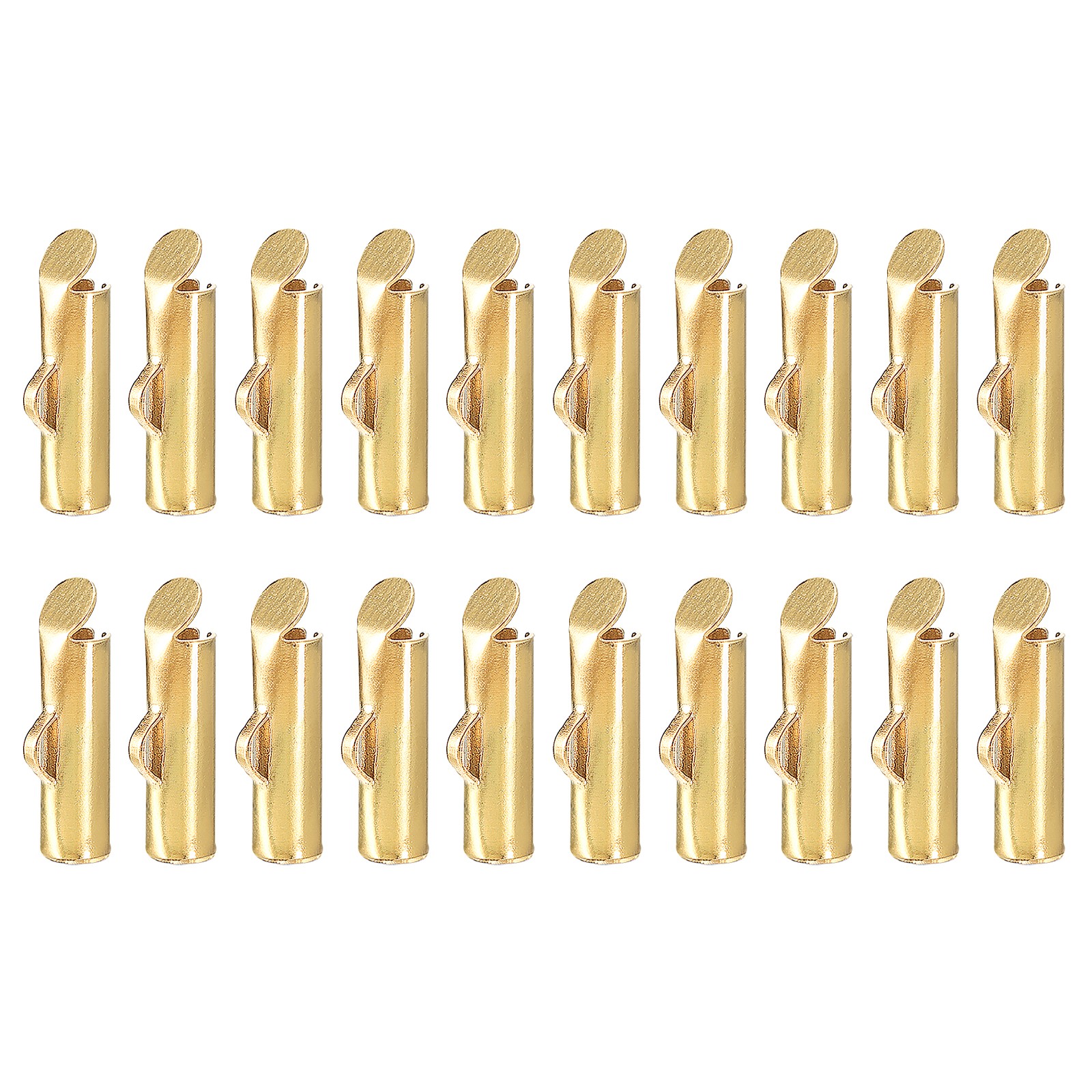100Pcs Slide on End Clasps, 10mm Tube Ball Bead Slider Crimp Ends, Light Golden