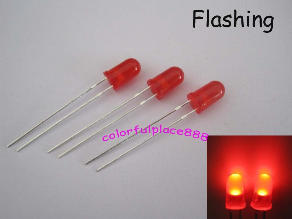 100pcs 5mm Red Diffused Round Self Flash Flashing LED Blink Bright Leds Light