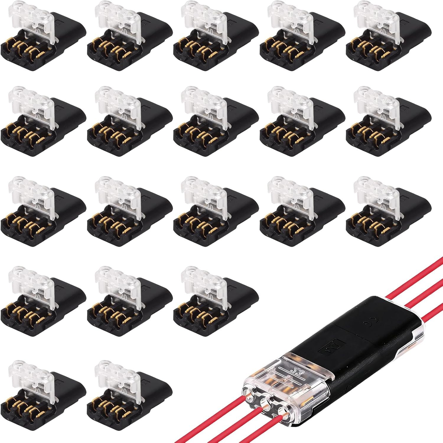 100Pcs 1/2/3 Pin Electrical Wire Connectors Kit Quick Splice Wire Connectors