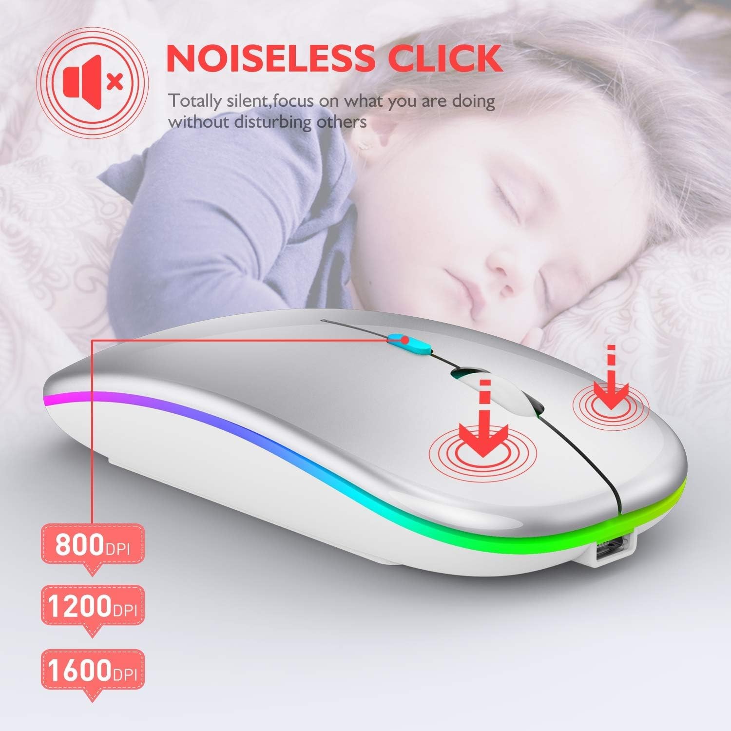 Wireless Bluetooth Mouse for MacBook Air/Mac/Pro/Laptop/Computer/PC,Rechargeable