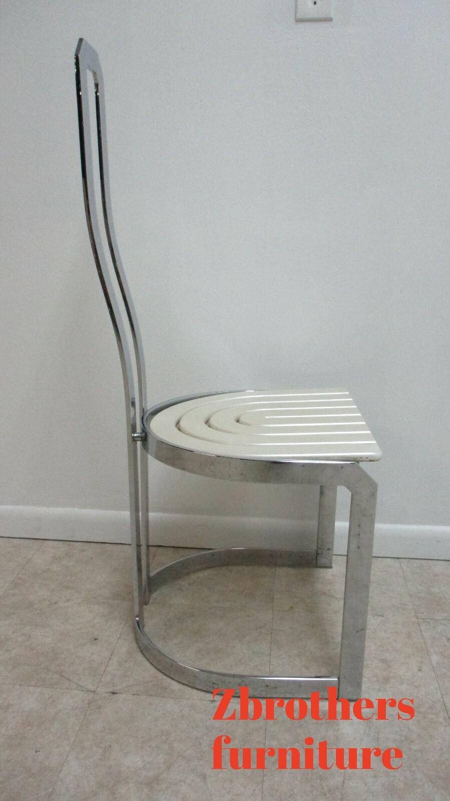 Vintage Design Institute Chrome High Back Dining Room Side Chair Mid Century B