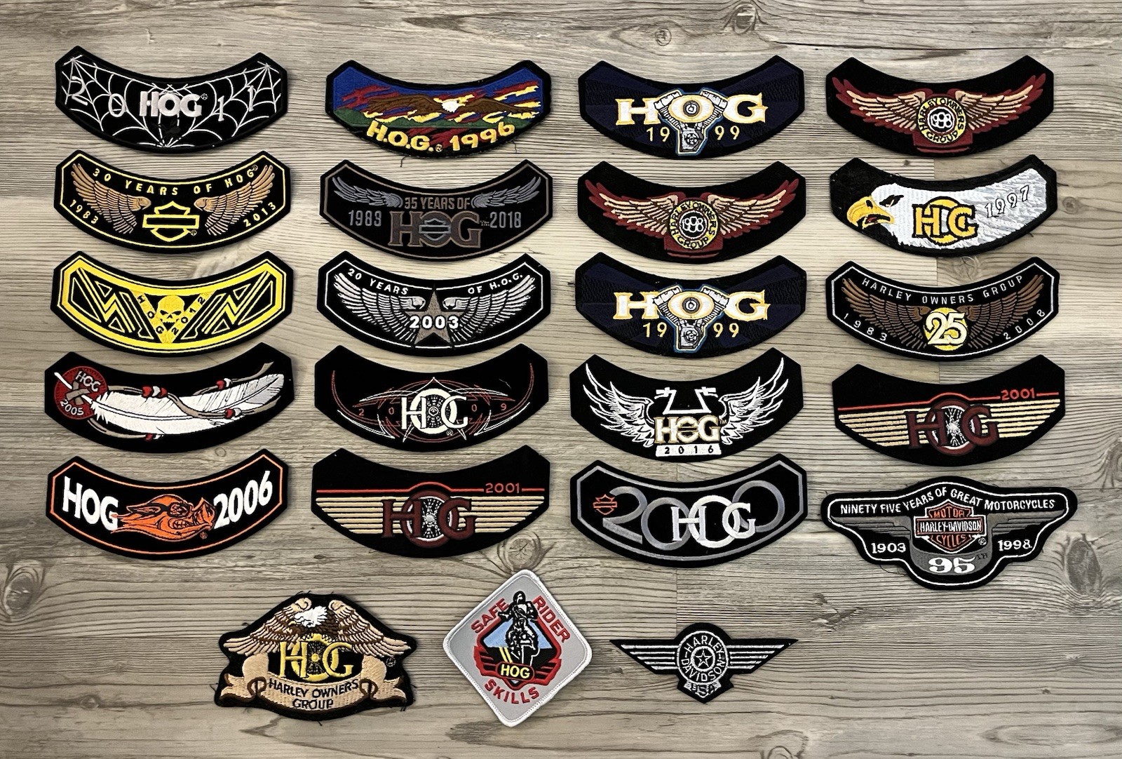 Lot Of 23 Original HOG Harley Davidson Motorcycle Owners Group Patches 1996-2018
