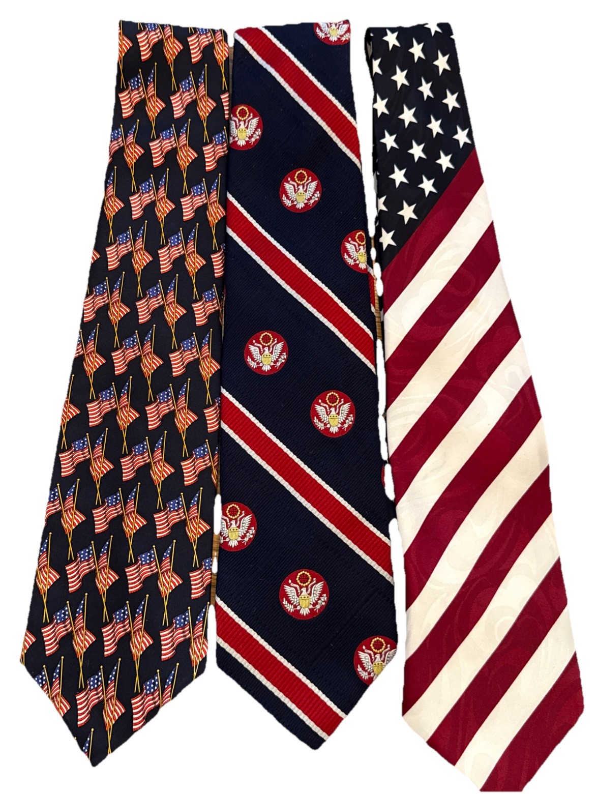 Lot 3 Men Ties Pride Of America Bicentennial 1776-1996 LE Flags Star Patriotic