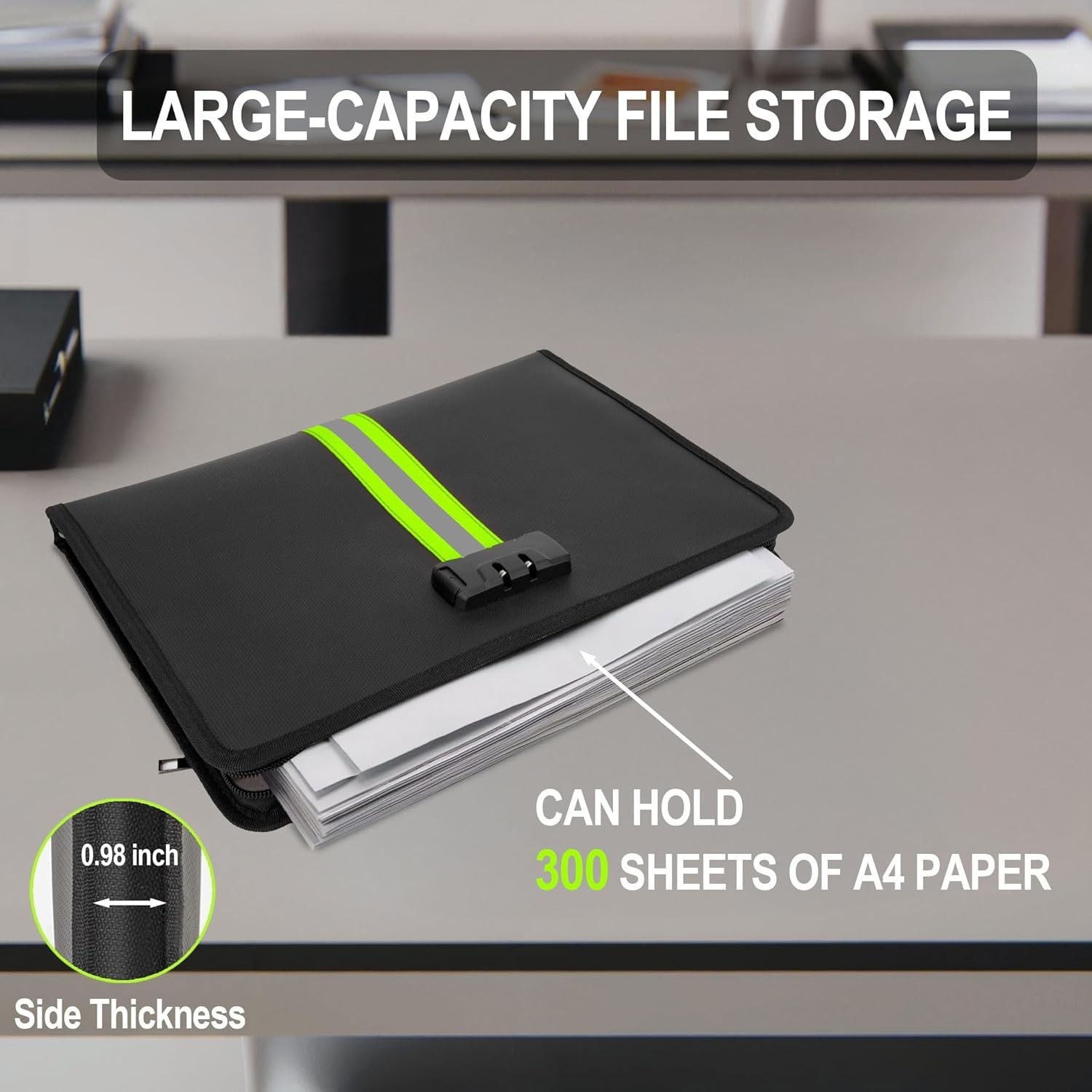 Portable Fire Resistant Document Organizer with Lock - Waterproof & Non-Itchy