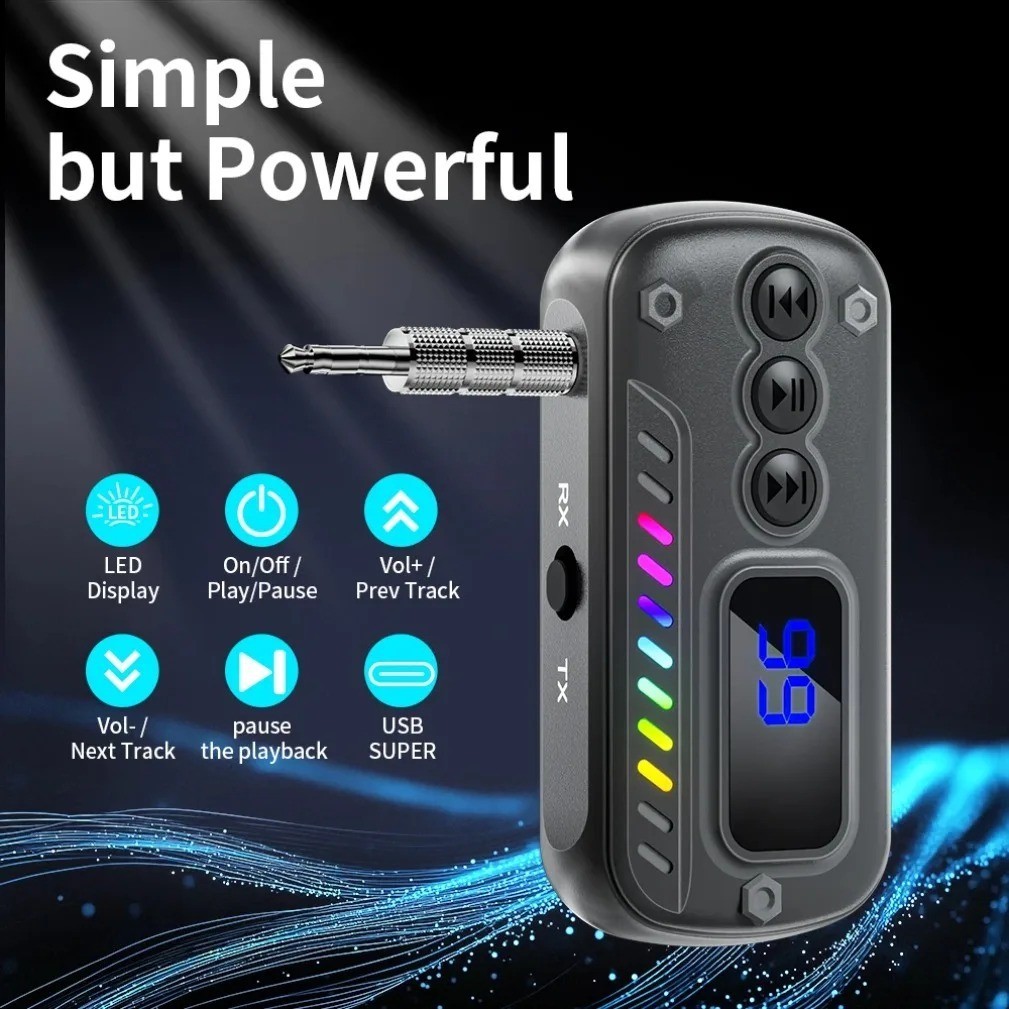 2 in 1 Wireless Bluetooth 5.3 Receiver Transmitter Adapter 3.5mm AUX Jack