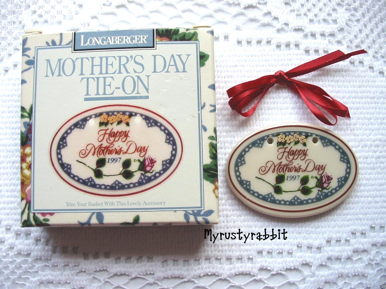 Longaberger Basket 1997 Mother's Day Basket Tie-on ~ Mom Mother New in Box