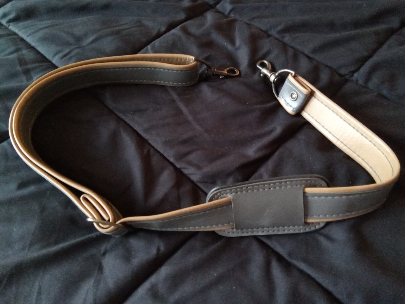 CLIP-ON LUGGAGE ADJUSTABLE SHOULDER STRAP GRAY AND BROWN