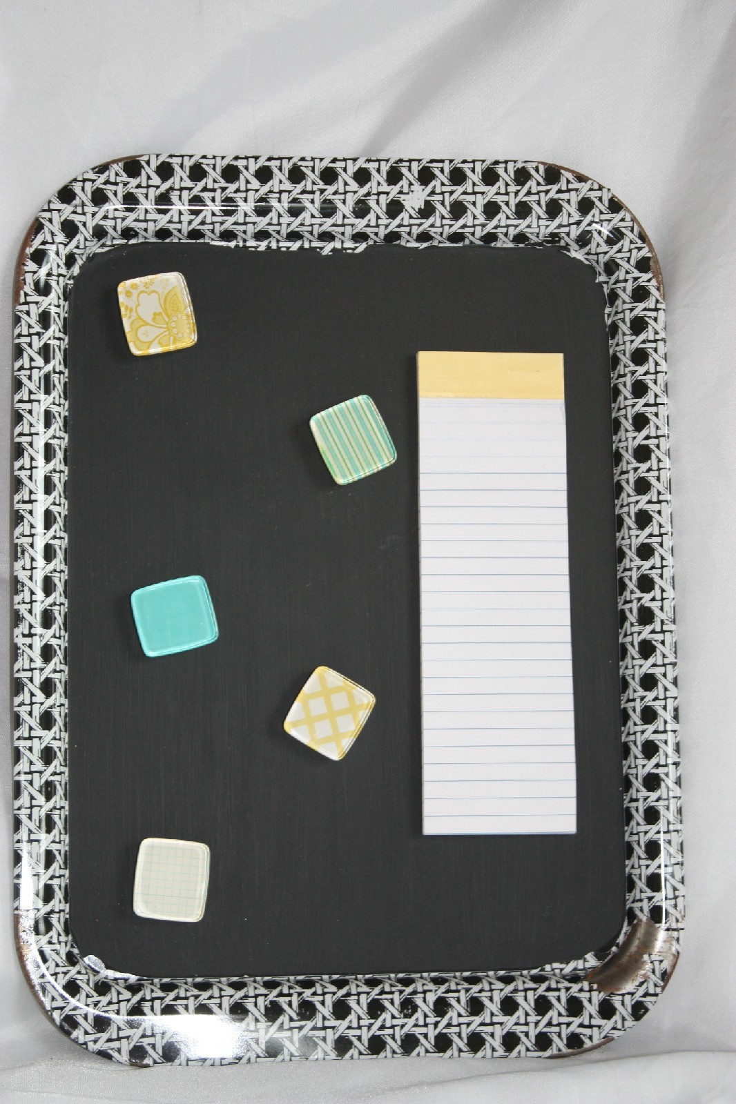 Repurposed Message Center Chalkboard Includes Magnets & Magnetic Notepad