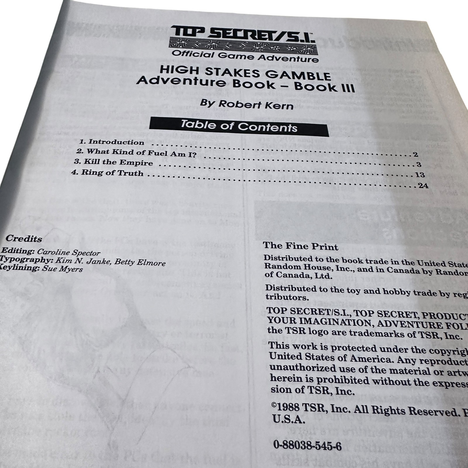 TSR Top Secret High Stakes Gamble