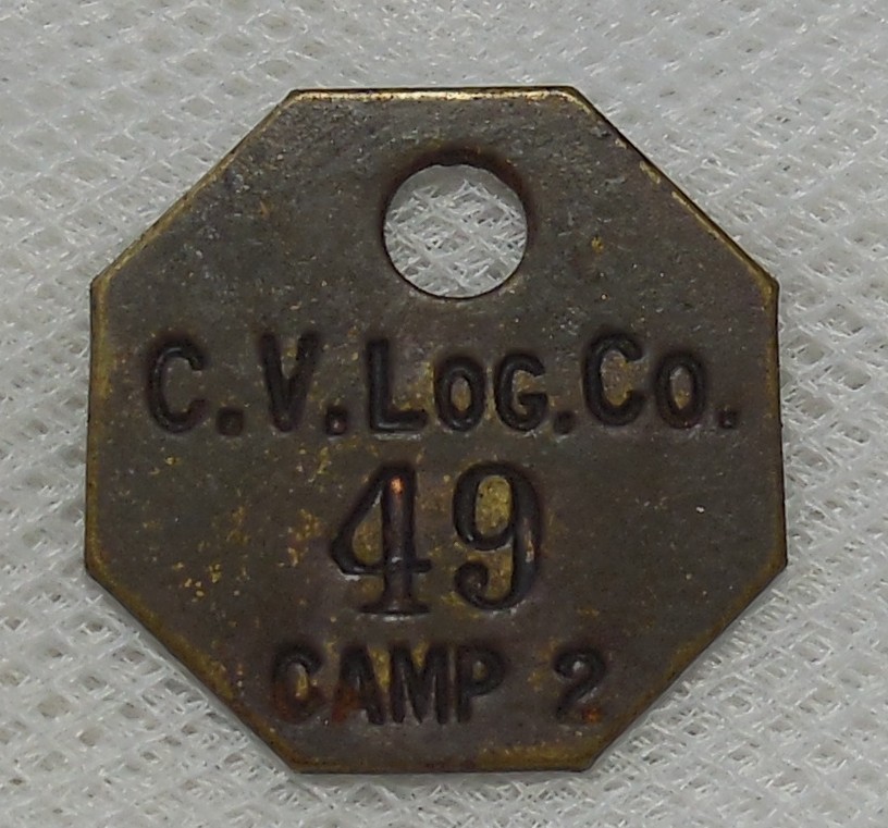 C. V. LOG. CO. CAMP 2 #49 MAVERICK LOGGING COMPANY TOOL TAG R9