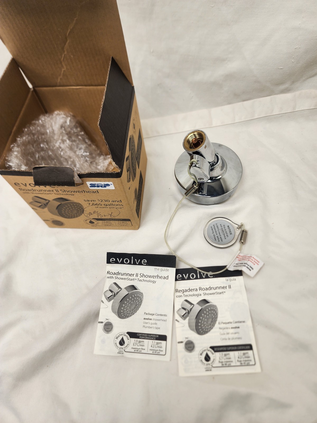 Evolve Roadrunner II Showerhead 1.5 GPM WaterSense ShowerStart Open Box