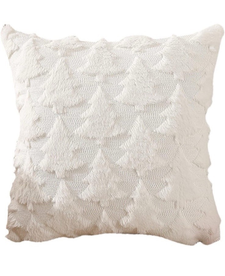 Modern Christmas Trees Pillow Case White 18x18in Winter Holiday Decor Accent NEW