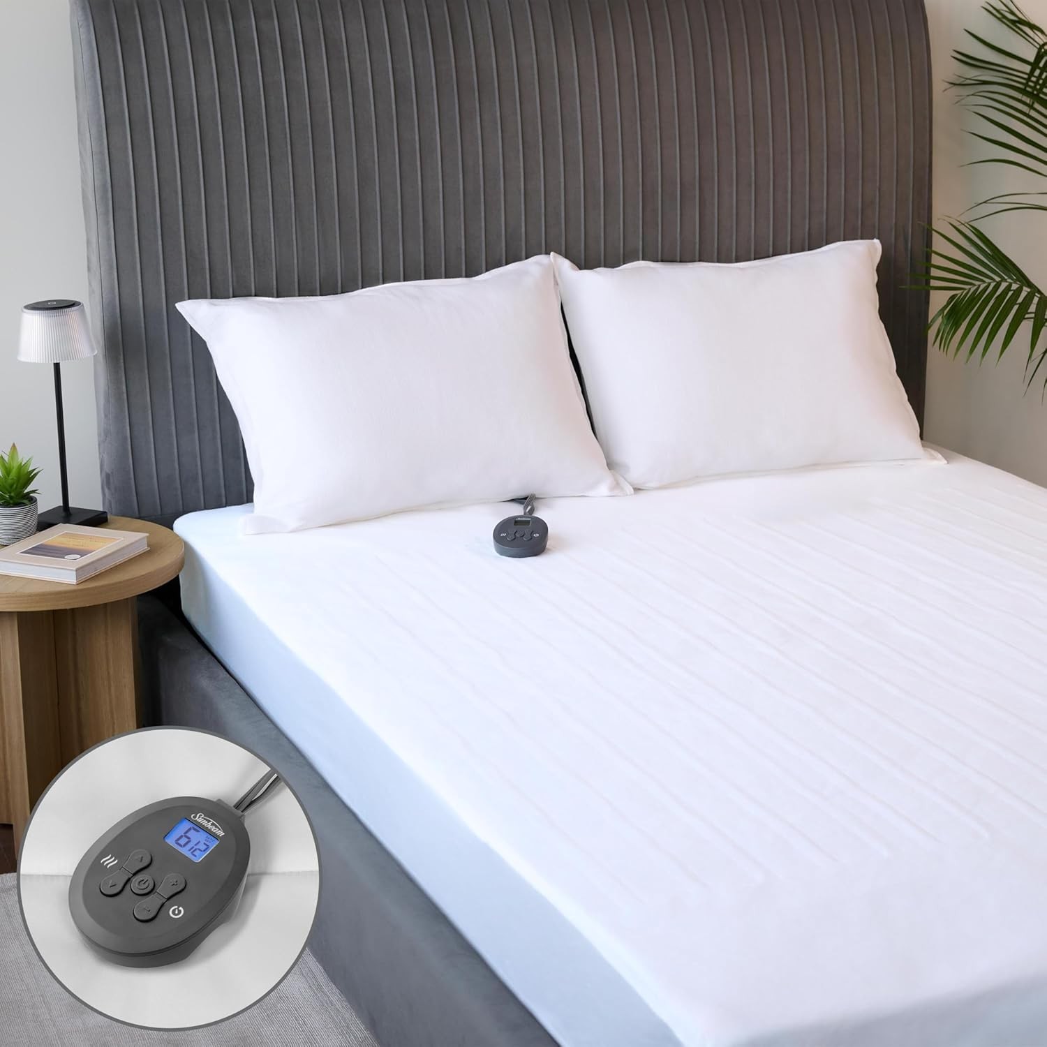 Sunbeam Electric Restful Heated Mattress Pad, 12 Heat Settings, Twin, White