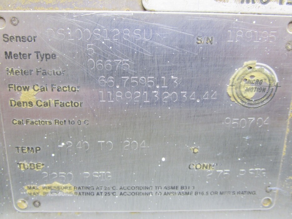 MICRO-MOTION DS100S128SU 5V 2.75PSIG UNMP