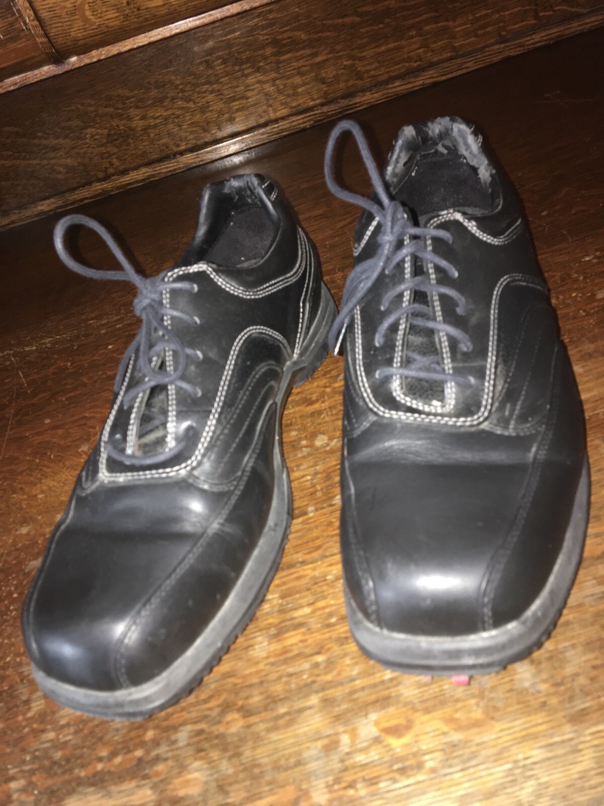 Callaway Mens Golf Shoes Black Leather Sz 8.5 Us
