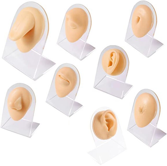 Soft Silicone Flexible Model Body Part Displays Set for Piercings - Sold Each