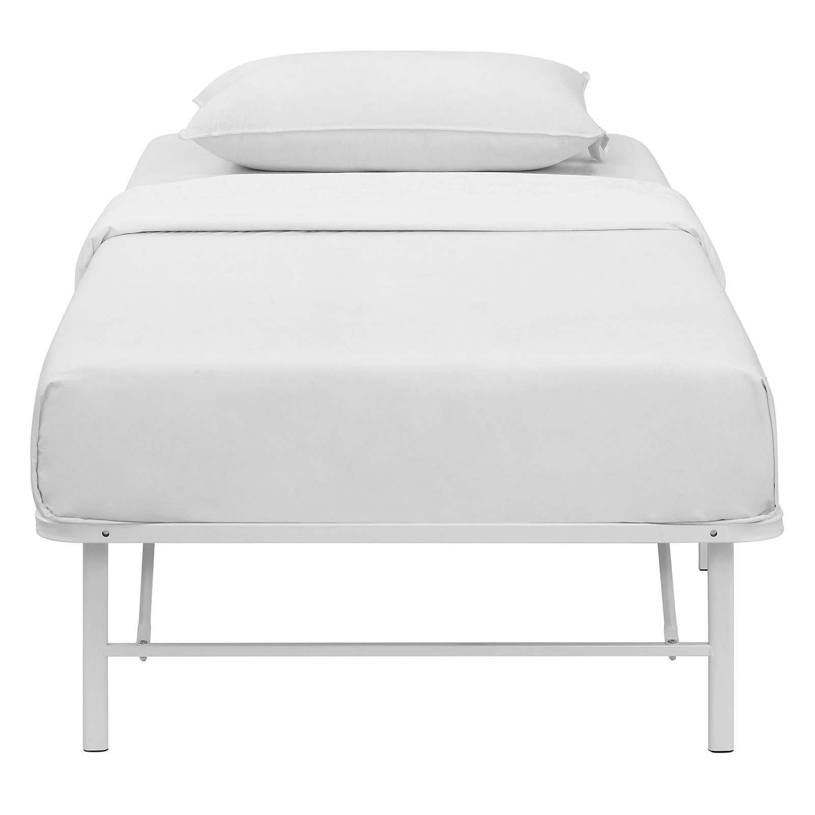 Modway Horizon Twin Stainless Steel Bed Frame in White