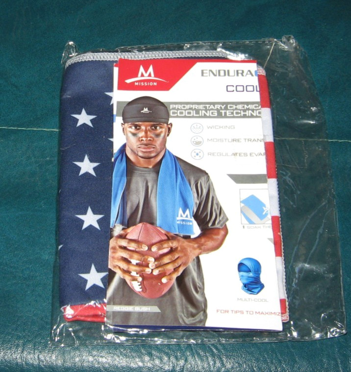 Mission Enduracool Patriotic USA 32"x12" Cooling Towel -Cools Instantly When Wet