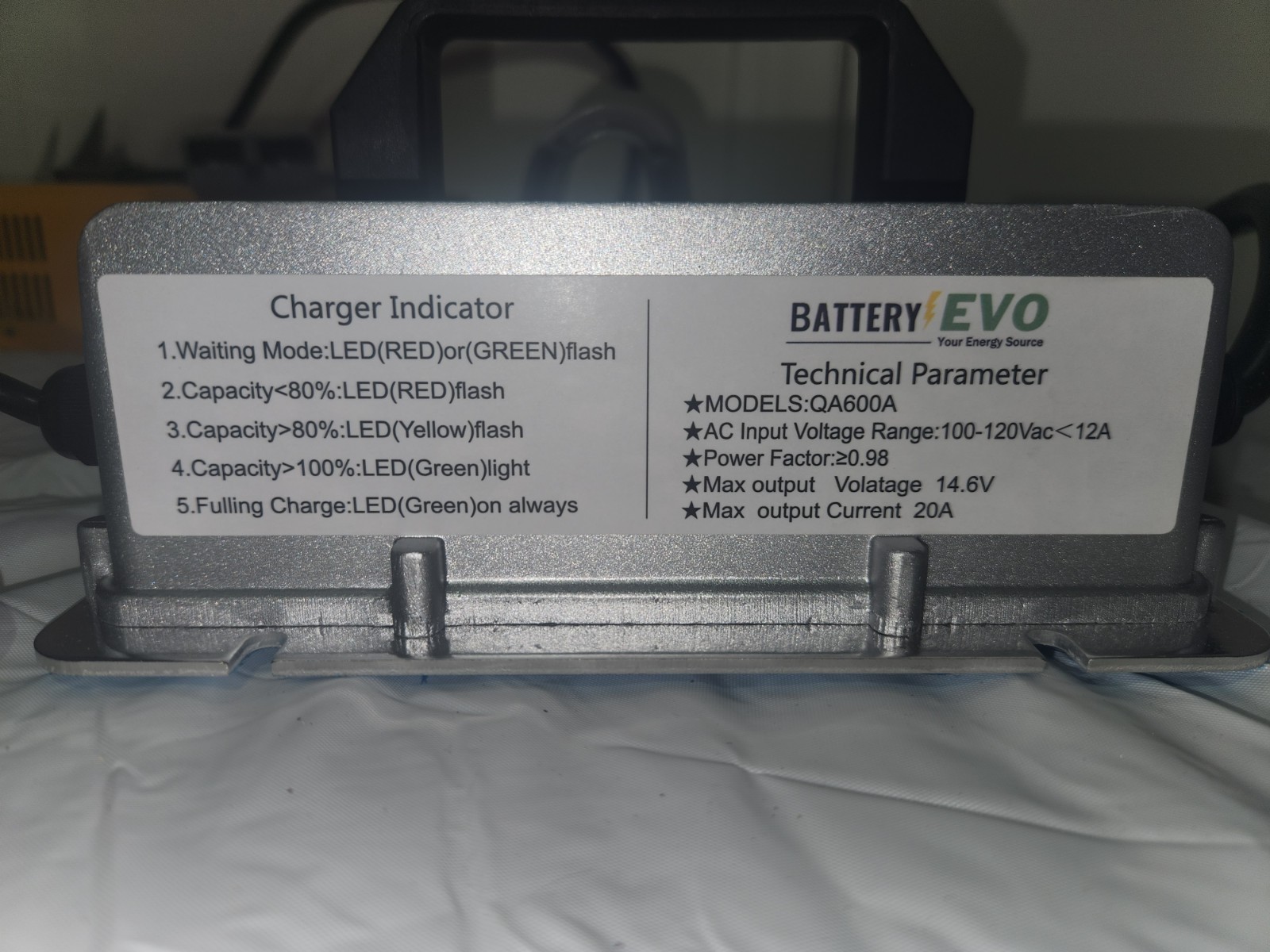 Battery Evo QA600A 12V 20A LiFePO4 Battery Charger  14.6V 600W Fast Charger