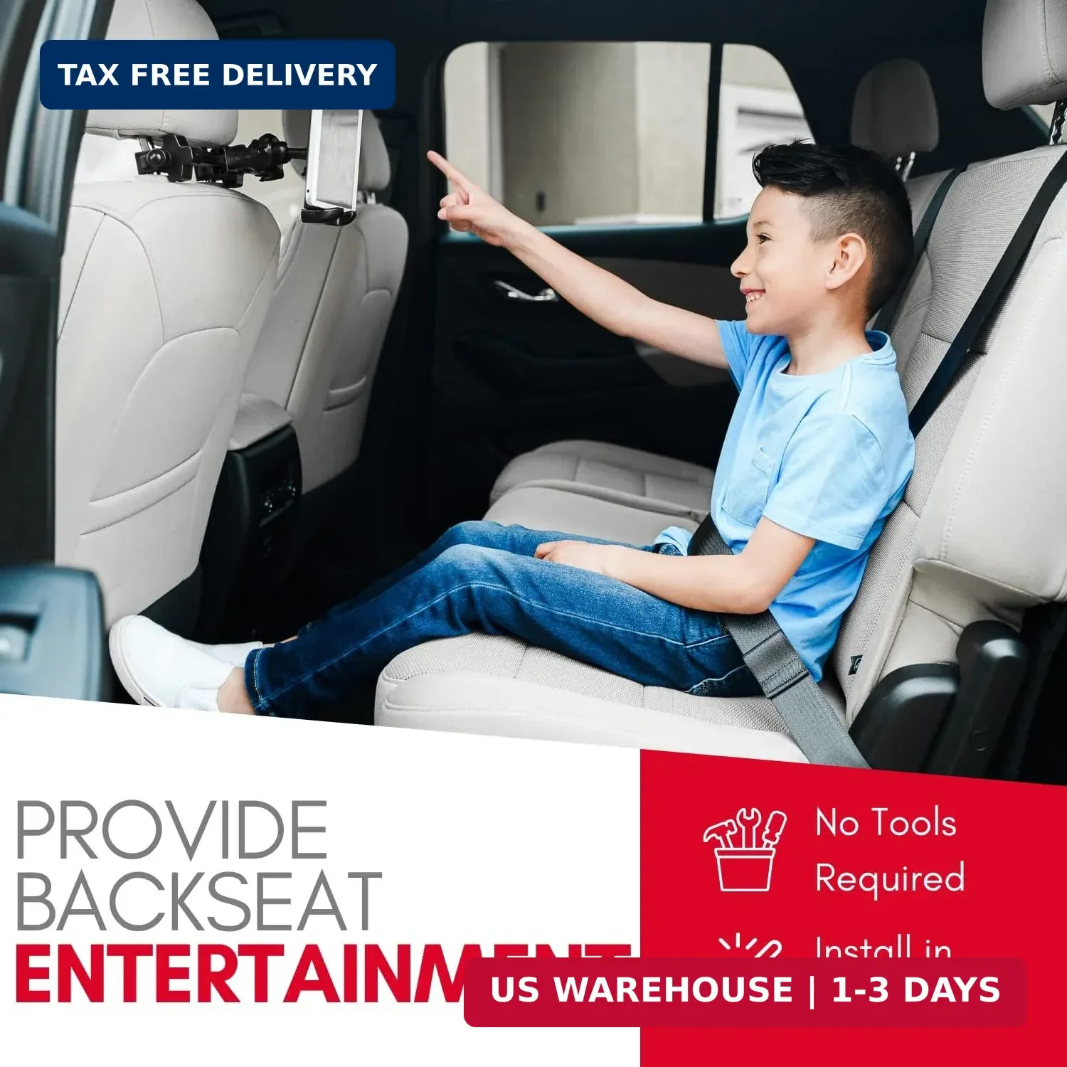 Tablet Holder for Car Headrest - Adjustable iPad Headrest Mount for Car