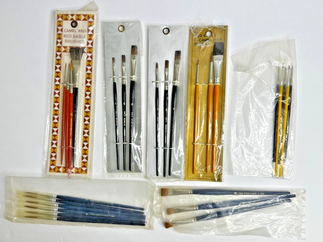 vtg artist Camel Hair brushes lot 27 Narco Peewee Red Sable Japan W Germany