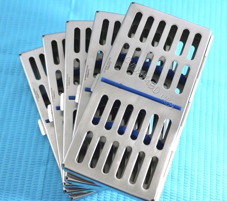 NEW 5 DENTAL AUTOCLAVE STERILIZATION CASSETTE RACK BOX TRAY FOR 7 INSTRUMENTS