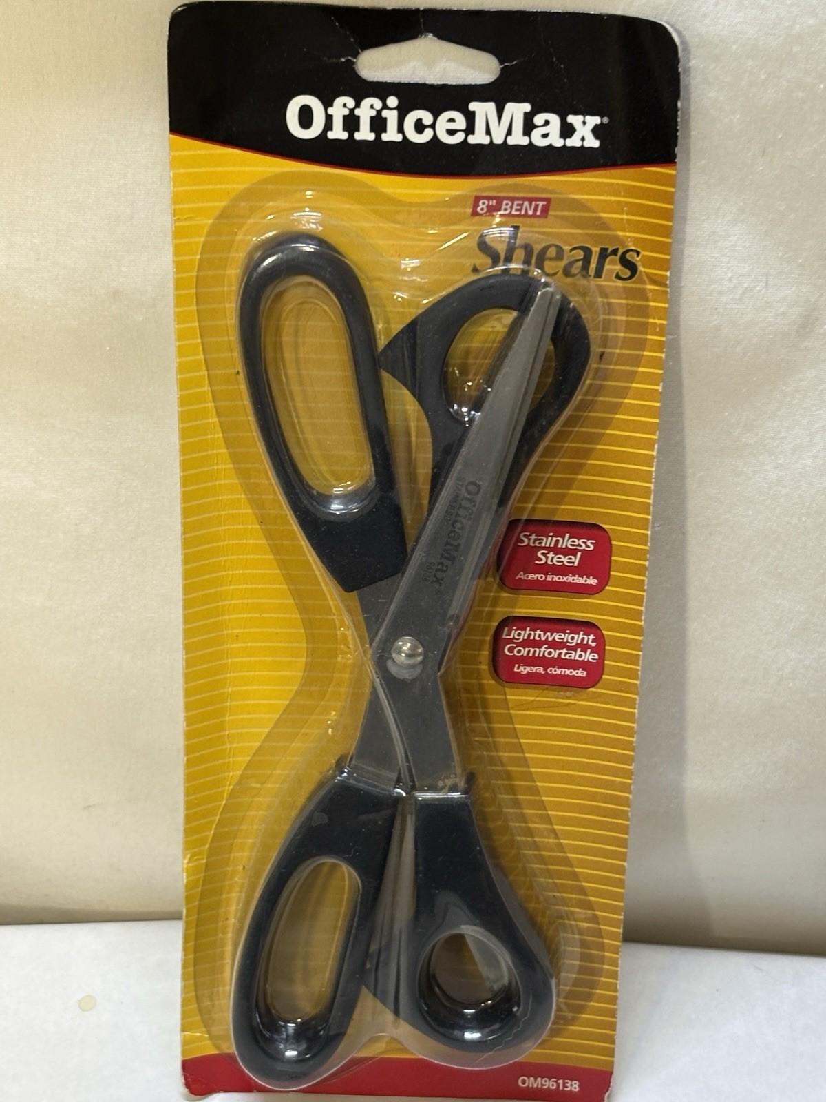 Office Max 8" Stainless Steel Lightweight Comfortable Shears Scissors 2 Pack