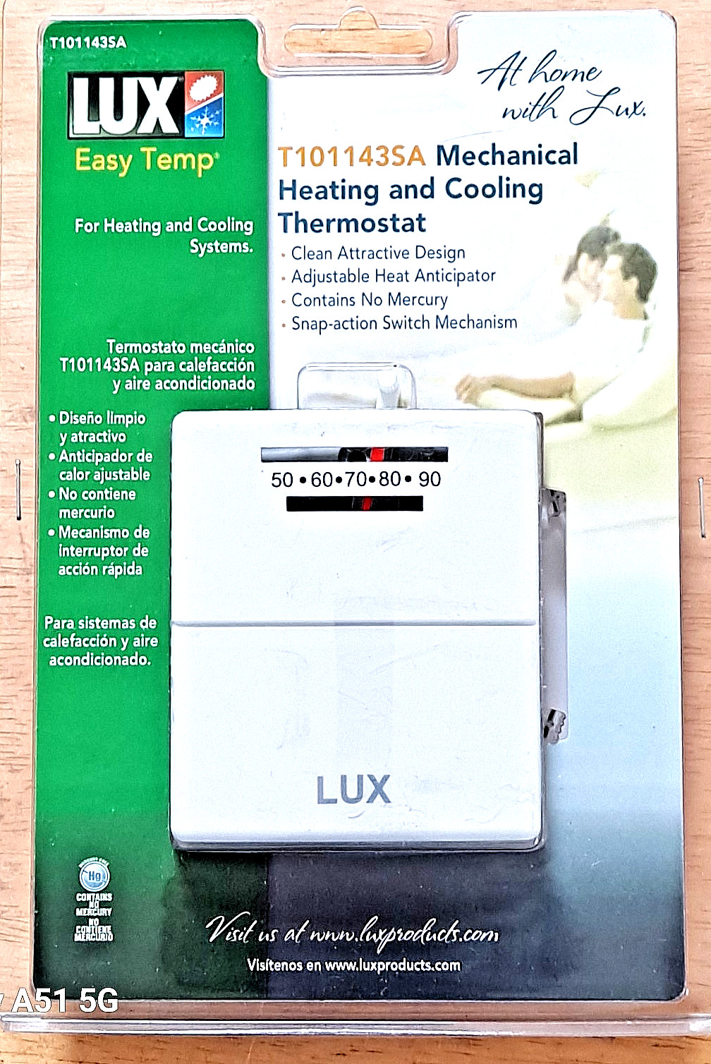 LUX Easy Temp T101143SA Mechanical Heating & Cooling Thermostat 24 Volt NEW