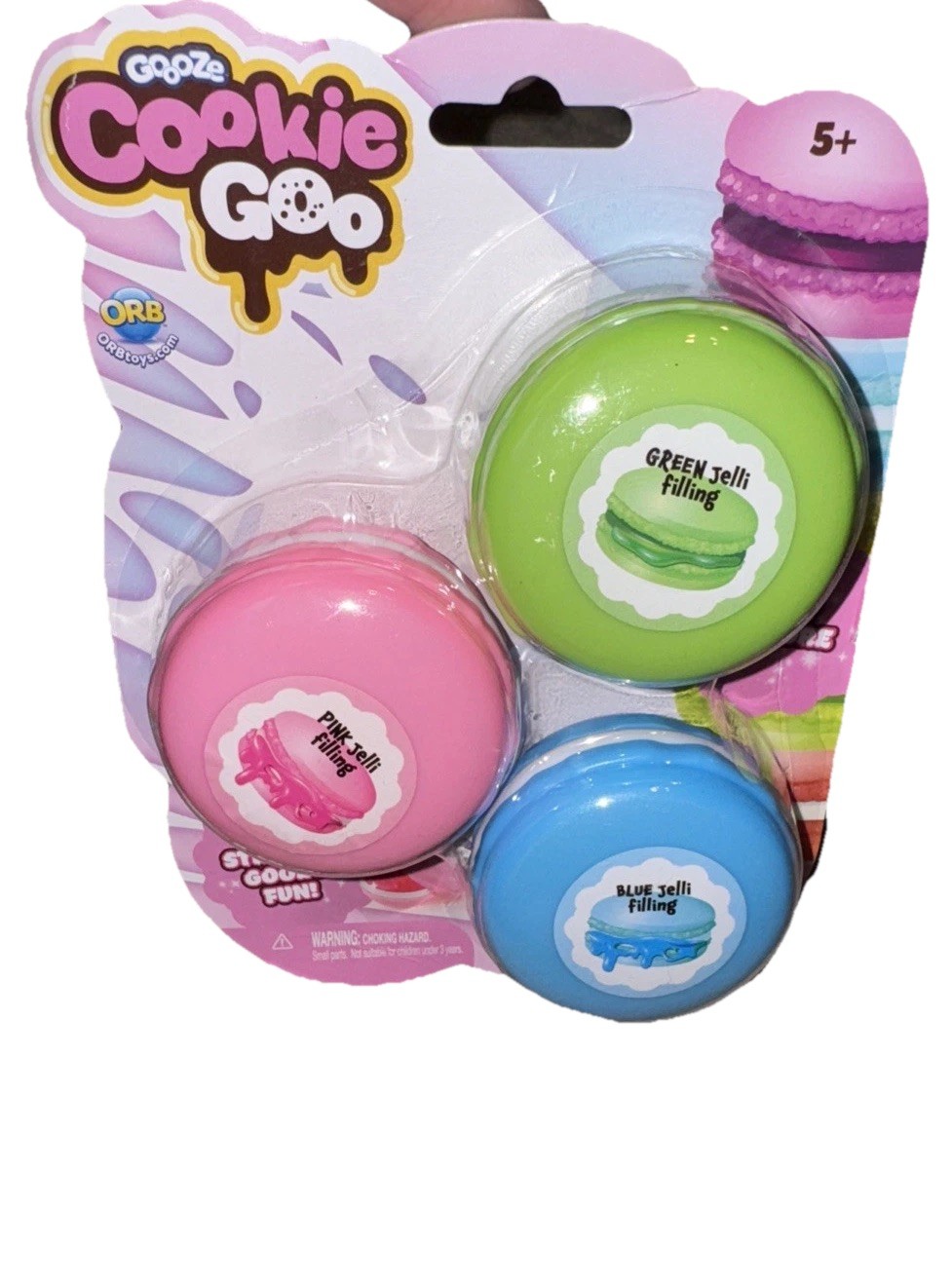 New ORB Gooze Cookie Goo Super Stretchy Sticky Gooey Fun Jelly Slime 3 Piece