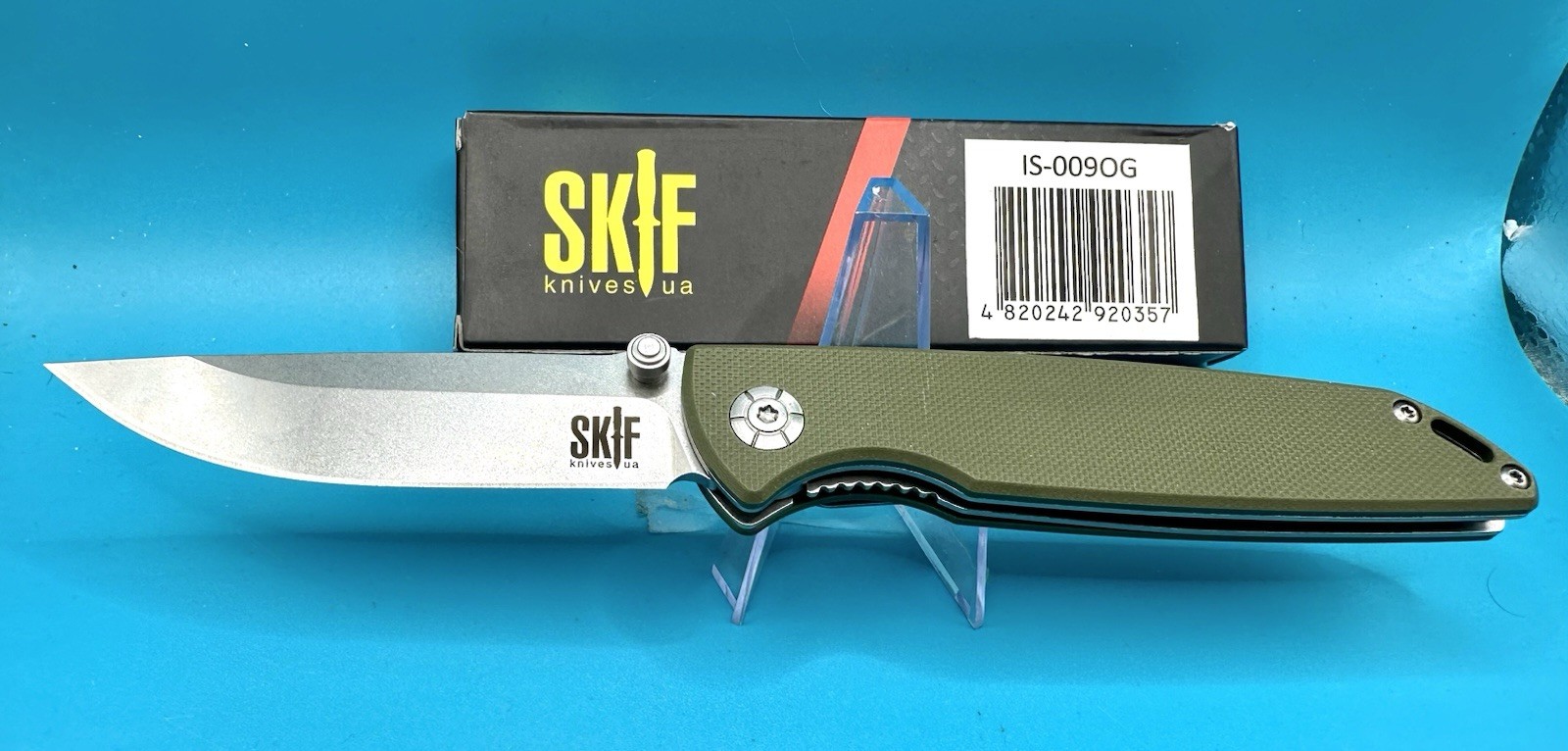 SKIF Knives Stylus Folding 8Cr14MoV Steel Blade Olive Fiberglass Handle IS-009OG