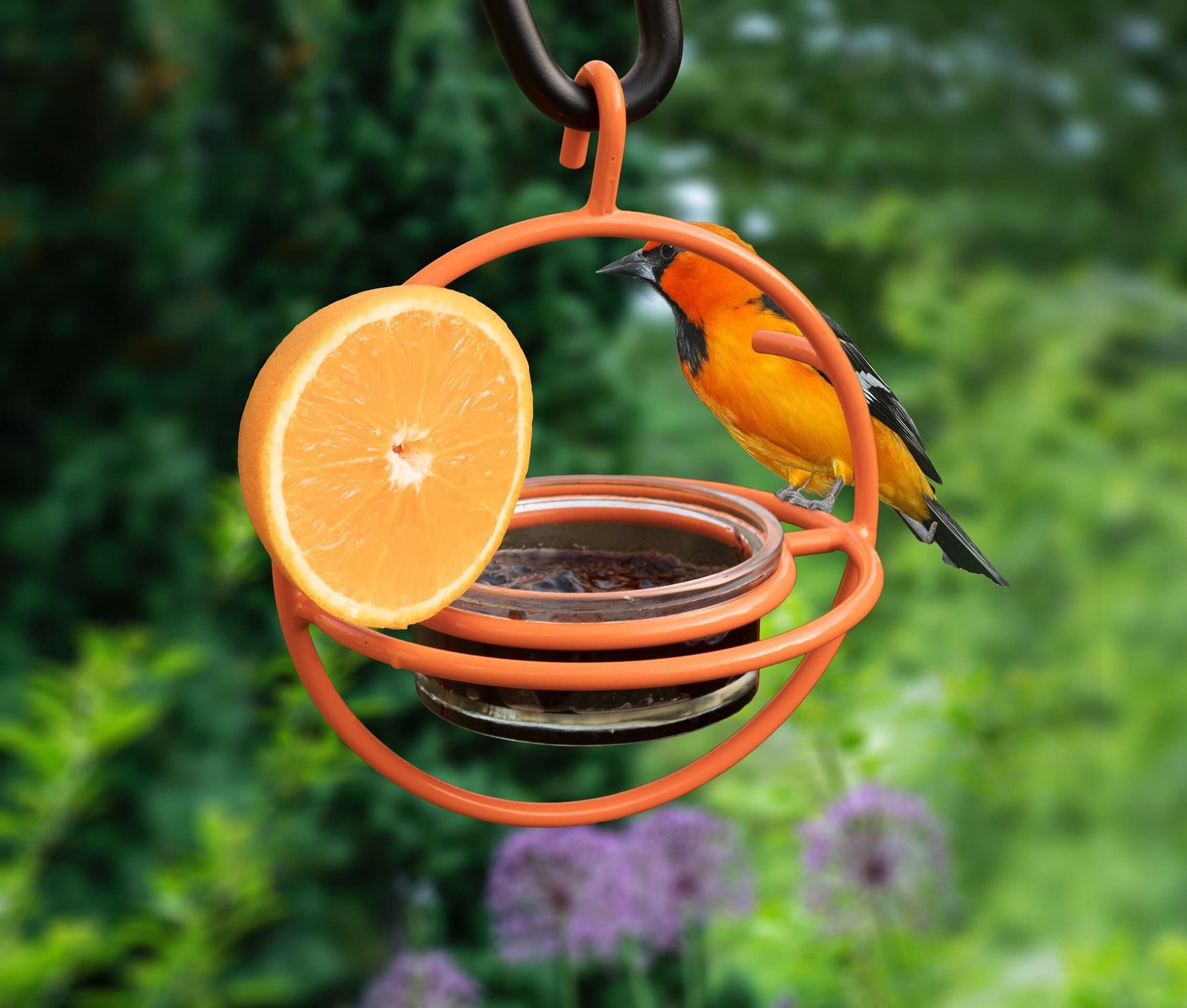 Monarch Abode Hanging Bird Feeder for Outdoors – Oriole Orange