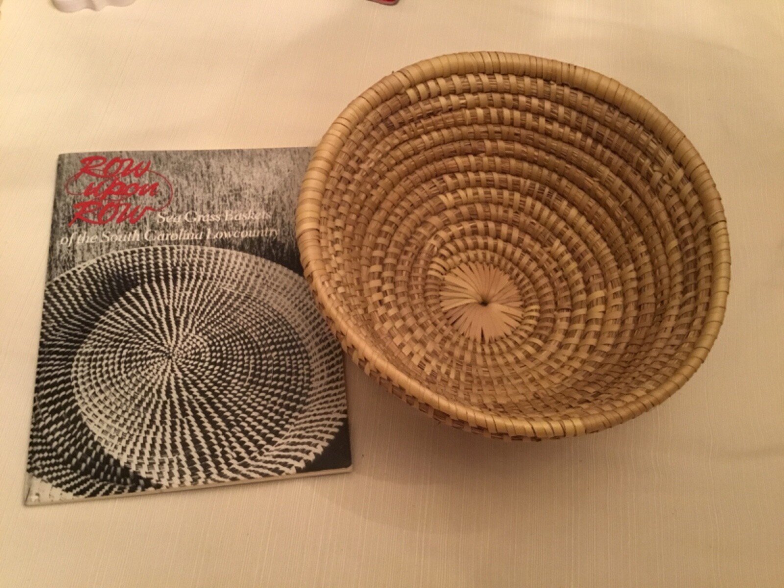 Large SWEETGRASS Basket  11” Diameter and Paperback